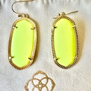 Kendra Scott Elle Neon Yellow earrings.